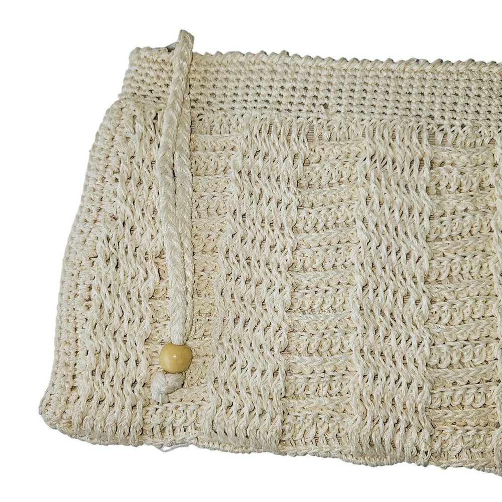 Vintage 1960's White Crochet Clutch Korean Made Handbag - Picture 2 of 6